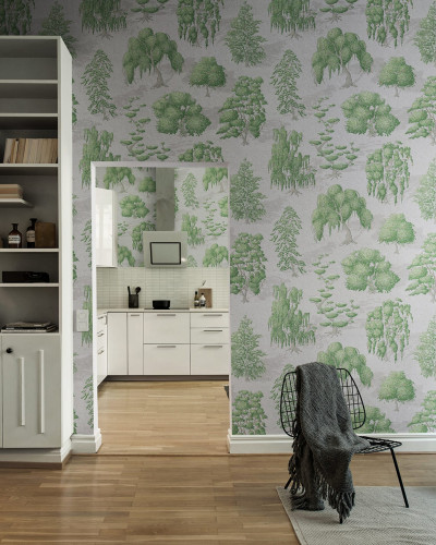 Fototapet cu pădure verde, design interior