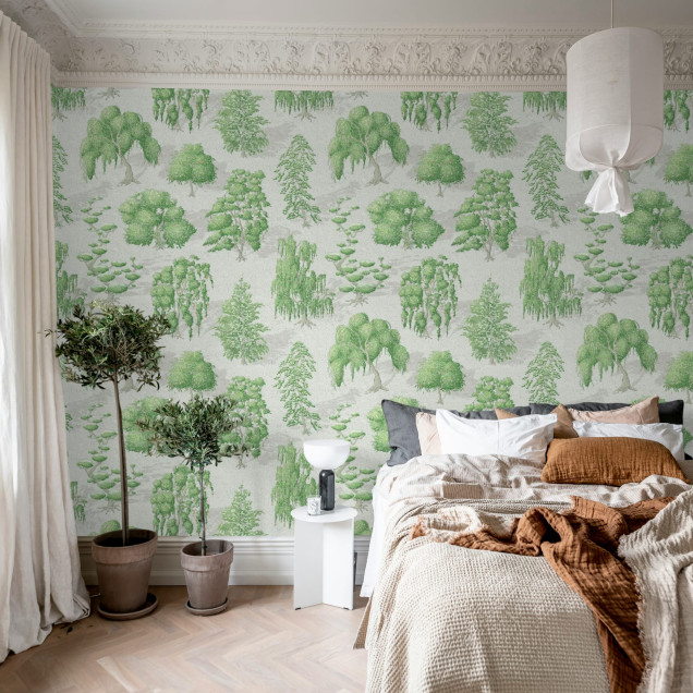 Fototapet cu pădure verde, design interior