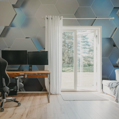 Tapet Hexagon, Gri cu model geometric modern