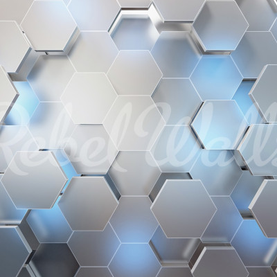 Tapet Hexagon, Gri cu model geometric modern
