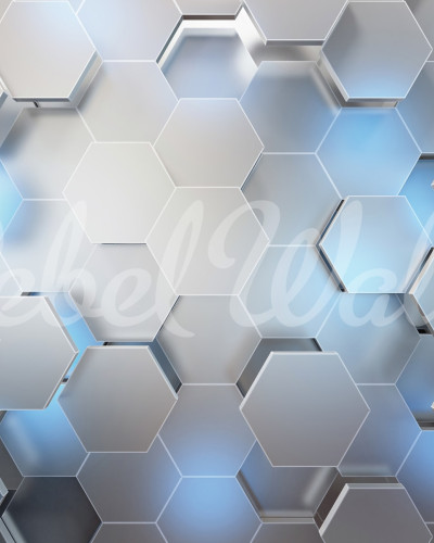 Tapet Hexagon, Gri cu model geometric modern
