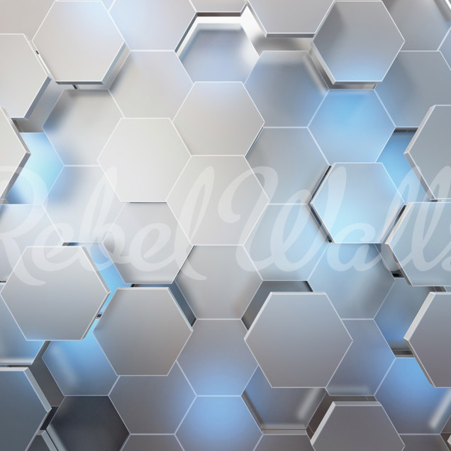 Tapet Hexagon, Gri cu model geometric modern