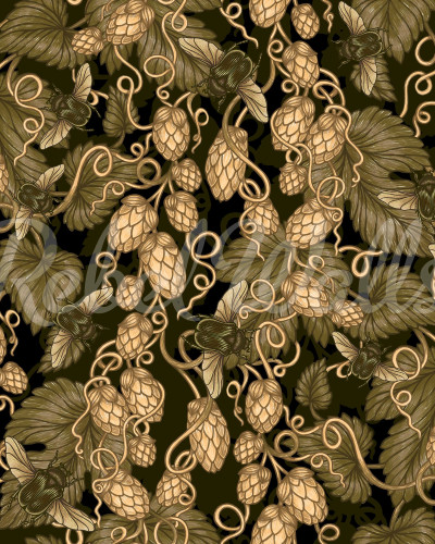 Wallpaper Hop Garden Brown - un model de hamei pe un fond maro