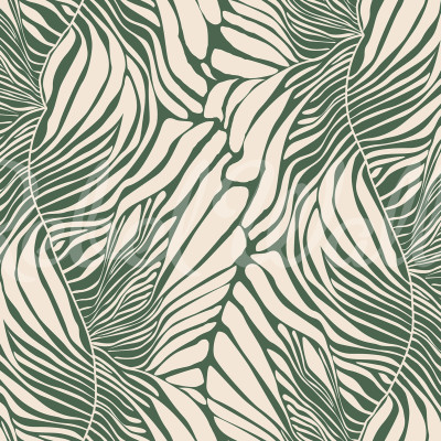 Wallpaper Seagrass, Green, cu design modern de frunze