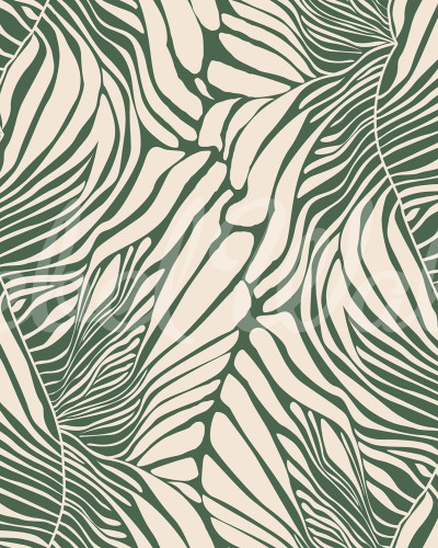 Wallpaper Seagrass, Green, cu design modern de frunze