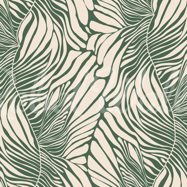 Wallpaper Seagrass, Green, cu design modern de frunze