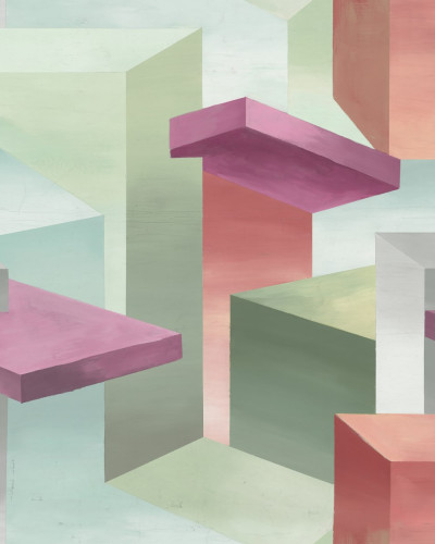 Wallpaper abstract cu design modern și culori vibrante, perfect pentru a crea un punct focal în orice cameră.