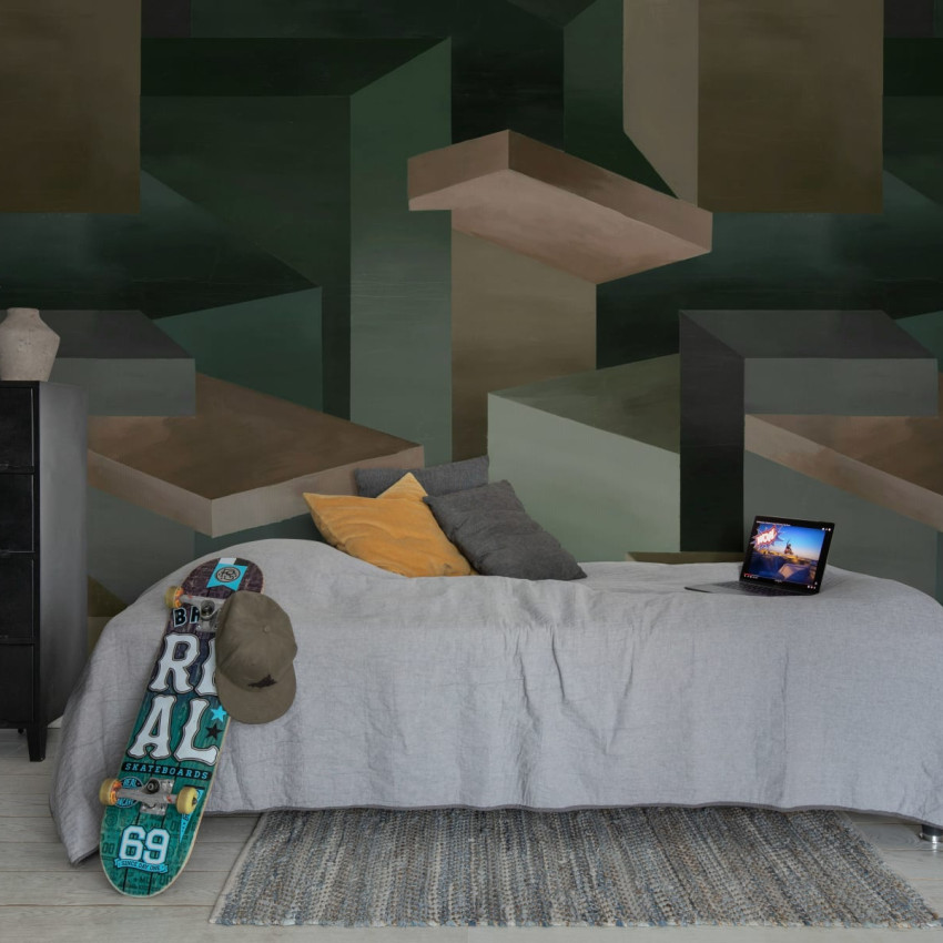 Wallpaper abstract cu design modern și culori vibrante, perfect pentru a crea un punct focal în orice cameră.
