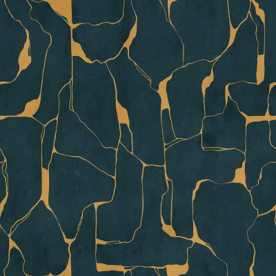 Fototapet abstract albastru cu linii aurii