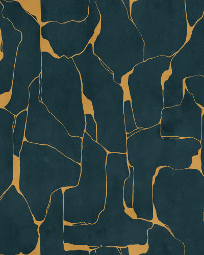 Fototapet abstract albastru cu linii aurii