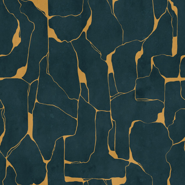 Fototapet abstract albastru cu linii aurii