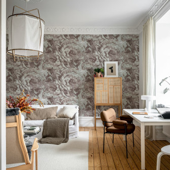 Tapet cu design de marmură roz într-un interior modern