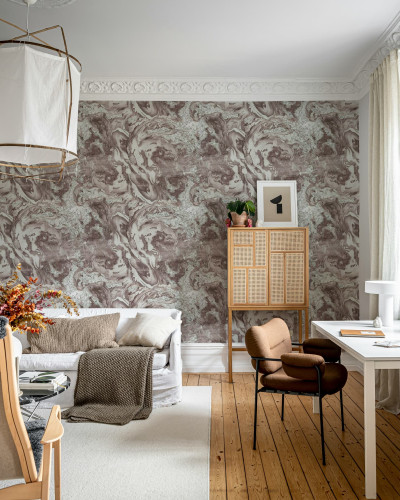 Tapet cu design de marmură roz într-un interior modern