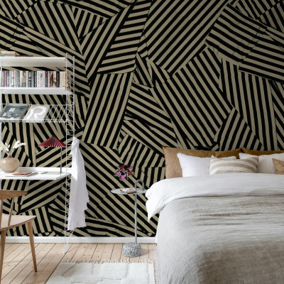Tapet abstract cu design modern în dormitor
