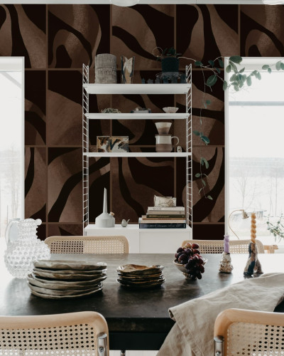 Tapet abstract maro cu design modern