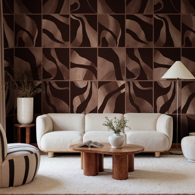 Tapet abstract maro cu design modern