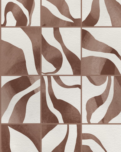 Tapet cu design abstract maro în dormitor