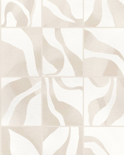 Tapet bej cu model abstract într-un living modern
