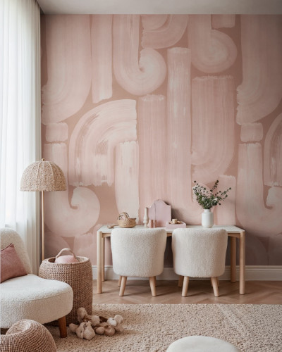 Tapet abstract roz cu design modern