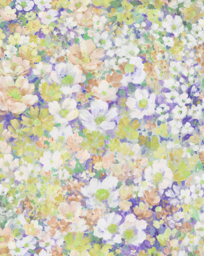 Dormitor cu tapet floral pastelat