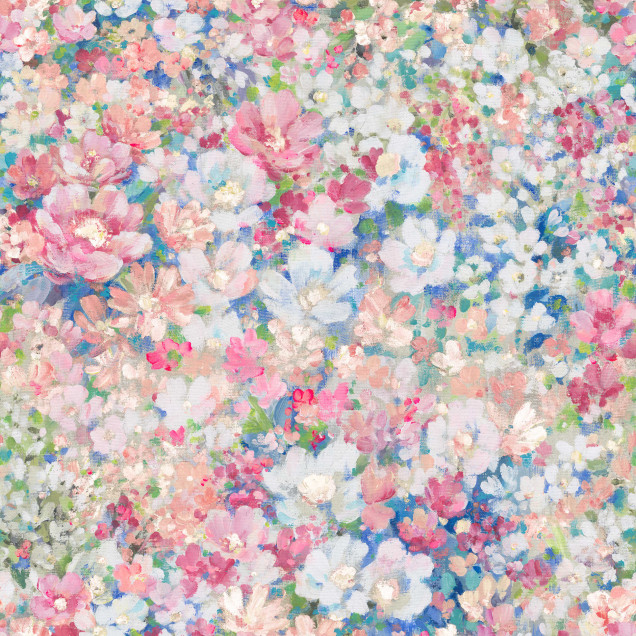Fototapet floral cu nuanțe de roz într-o cameră de zi