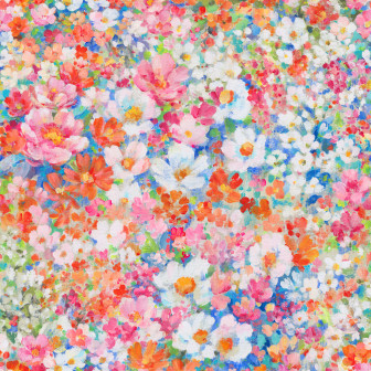 Fototapet floral colorat Flowerhaze într-un living modern