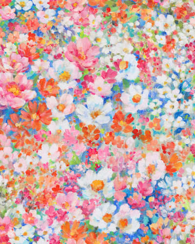 Fototapet floral colorat Flowerhaze într-un living modern