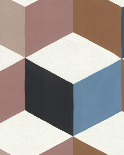 Tapet geometric cu romburi colorate în nuanțe de roz și albastru