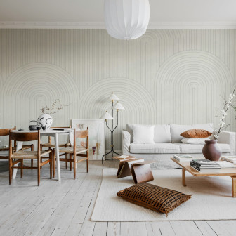 Tapet bej cu design de arce într-un interior modern
