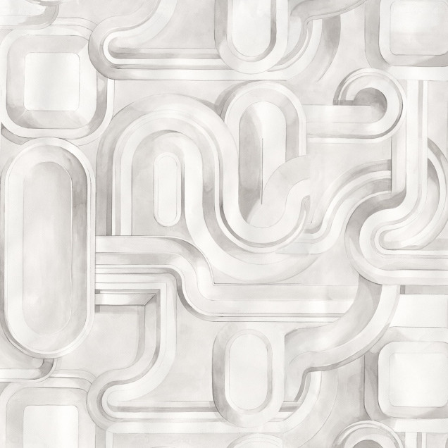 Fototapet abstract gri cu design modern în dormitor