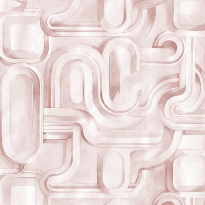 Tapet abstract roz în decor interior modern