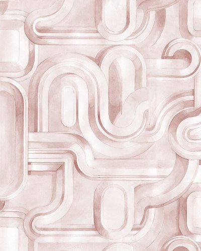 Tapet abstract roz în decor interior modern