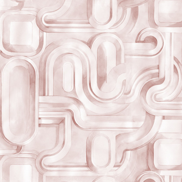Tapet abstract roz în decor interior modern