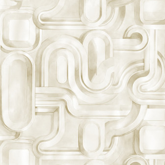 Tapet cu design abstract bej într-un dormitor modern