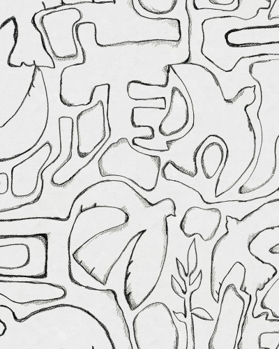Fototapet abstract alb-negru într-un living modern