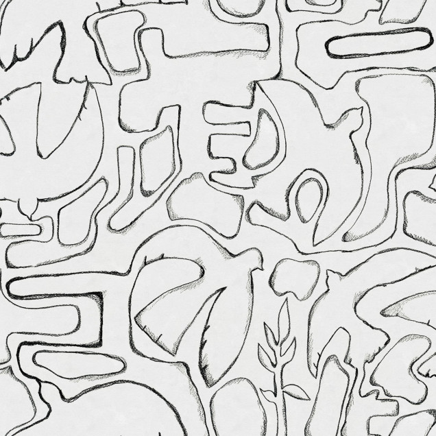 Fototapet abstract alb-negru într-un living modern