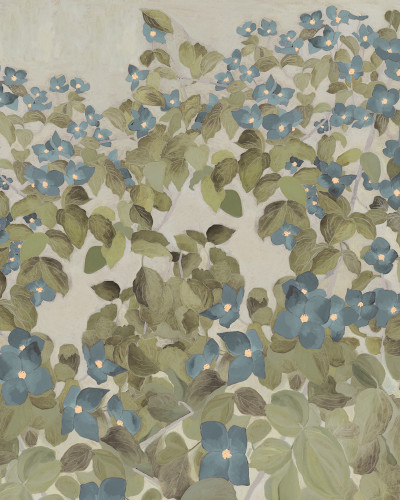 Tapet floral albastru cu design delicat