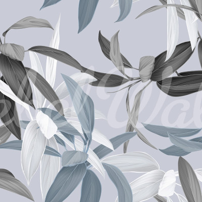 Tapet floral albastru cu design sofisticat