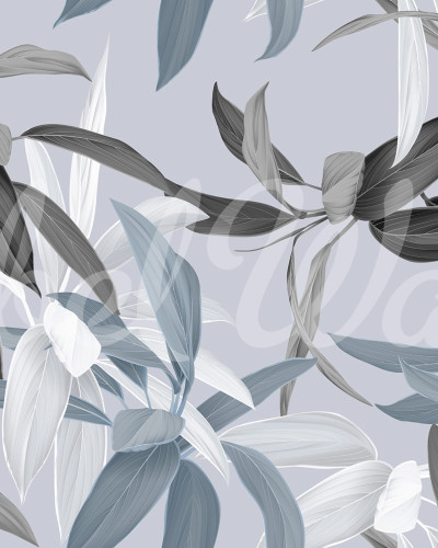 Tapet floral albastru cu design sofisticat