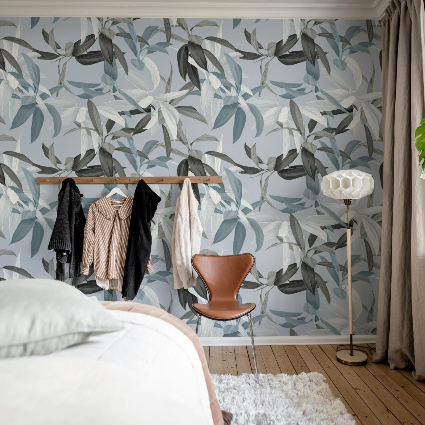 Tapet floral cu design elegant în tonuri de rugina și gri