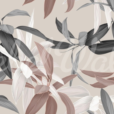 Tapet floral cu design elegant în tonuri de rugina și gri