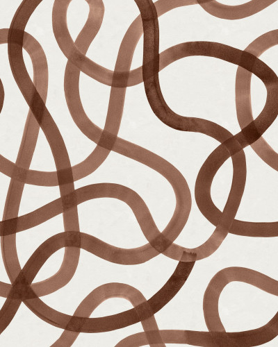 Tapet cu model abstract mocha într-un living modern