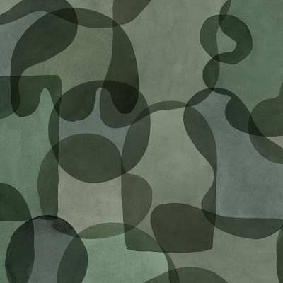 Fototapet verde cu design abstract de forme suprapuse