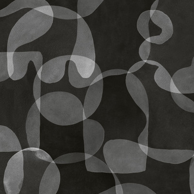 Fototapet abstract cu cercuri suprapuse într-un dormitor modern