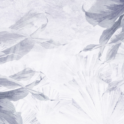 Fototapet floral albastru într-un living modern