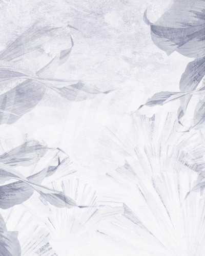 Fototapet floral albastru într-un living modern