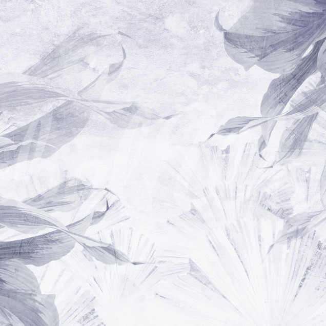 Fototapet floral albastru într-un living modern