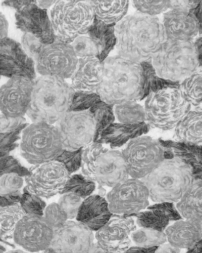 Tapet floral alb-negru în design interior modern