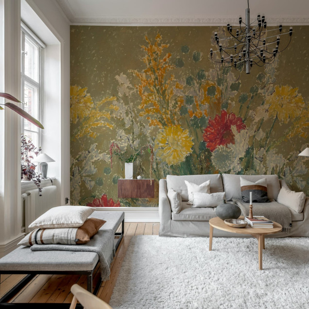 Fototapet floral cu design artistic și boem