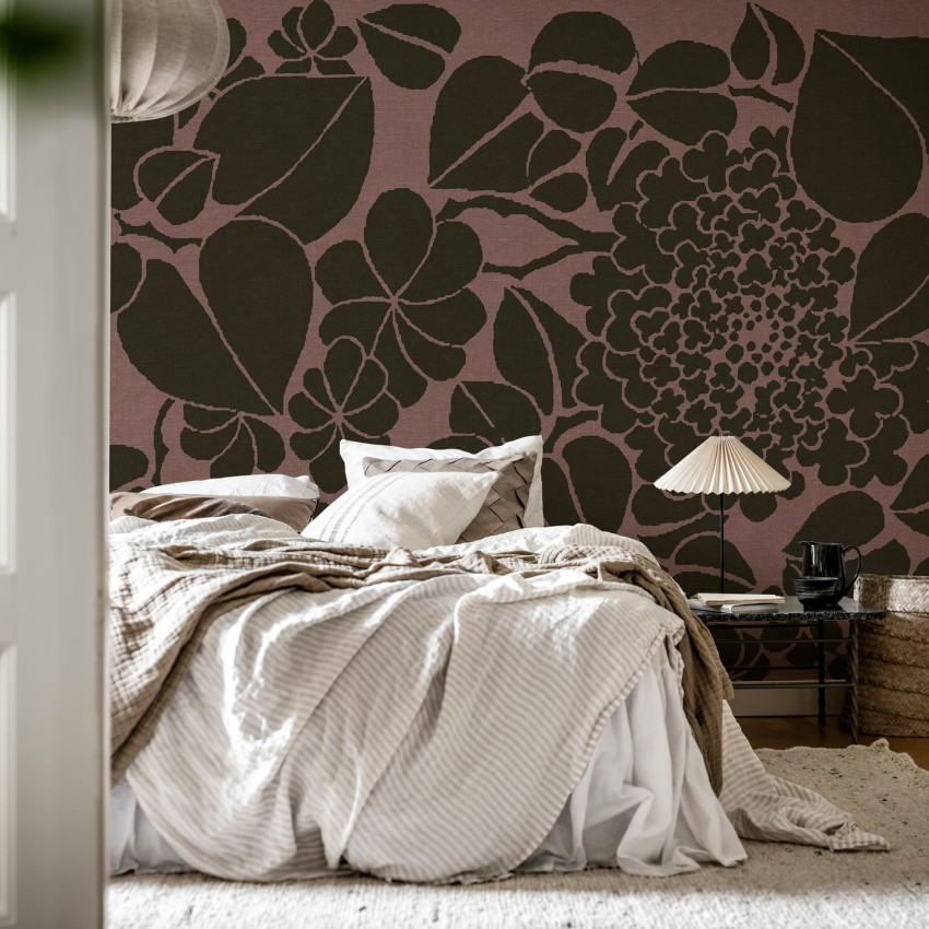 Fototapet floral bej cu design elegant